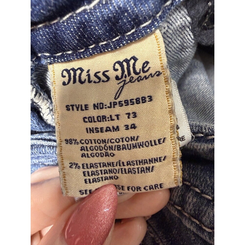 Miss Me Signature Embellished Bootcut Low Rise Jeans Size 29 (Hem Shortened) - Picture 7 of 16